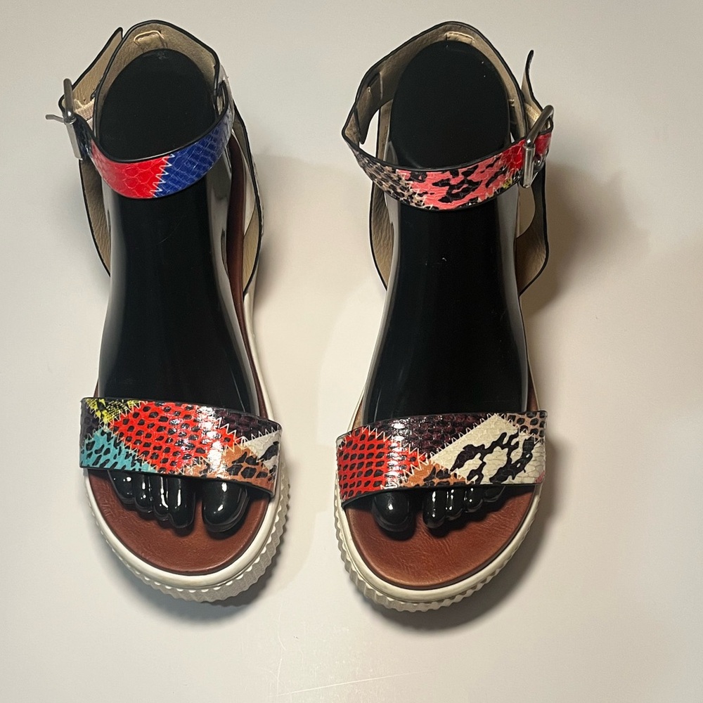 MIA Red and Black Sandals with Ankle Strap